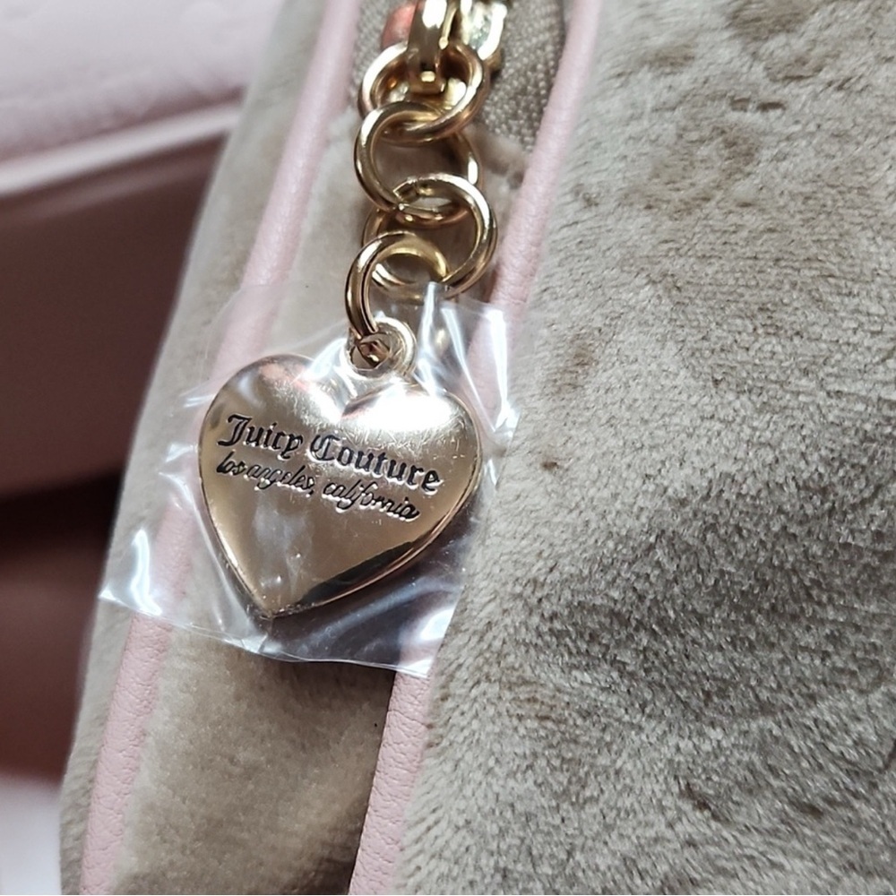 Juicy Couture Beige/ Pink Backpack with Heart Design and Suede Texture - Picture 11 of 11